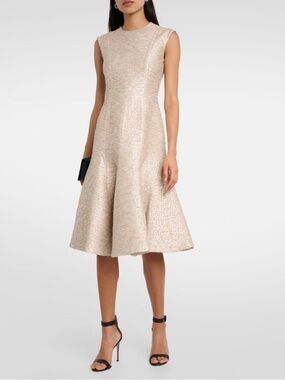 Emilia Wickstead - Denver mini dress beige and silver tweed us 14 NWT